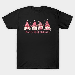 Don't Stop Believin Pink Christmas T-Shirt